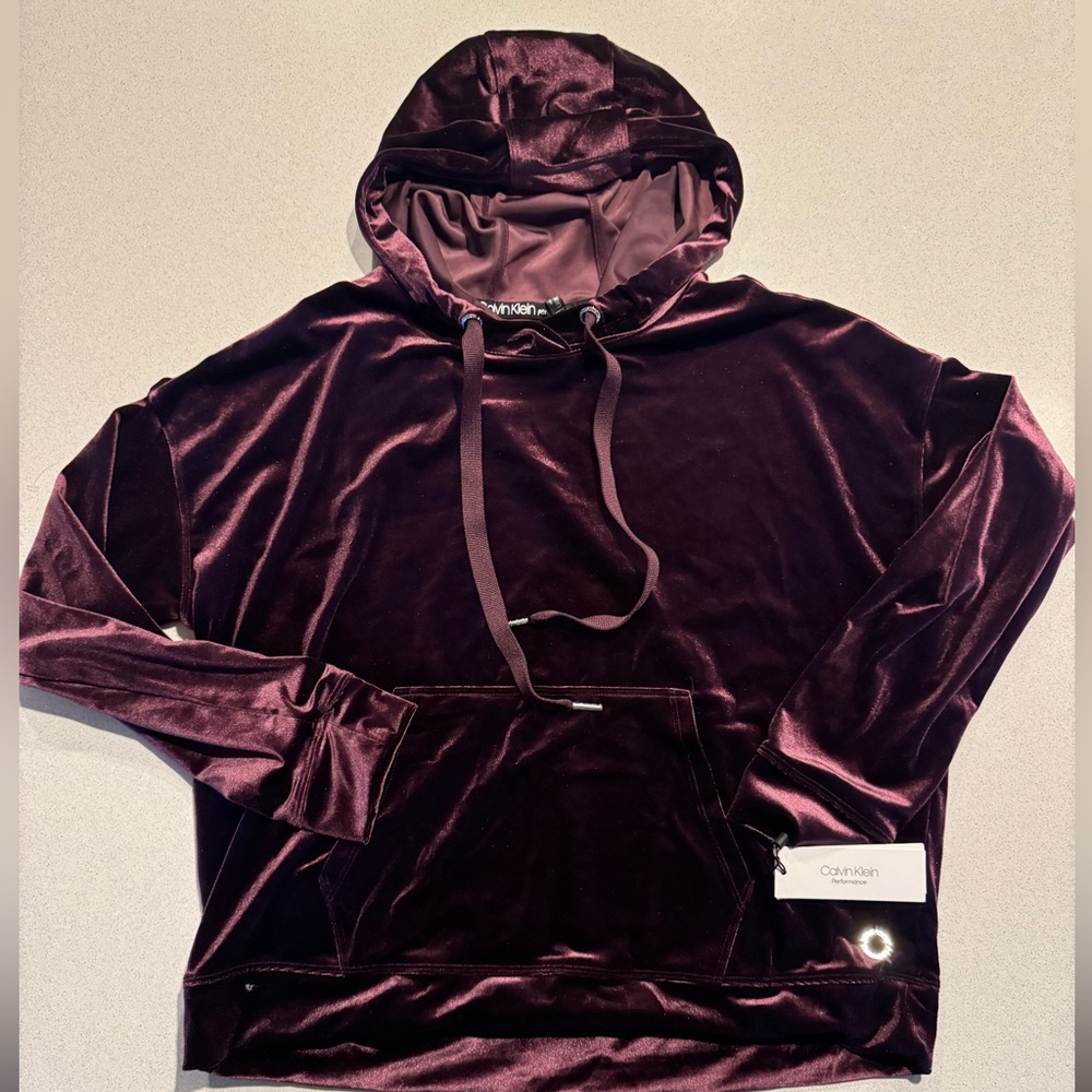 Calvin Klein velour pullover hoodie size L